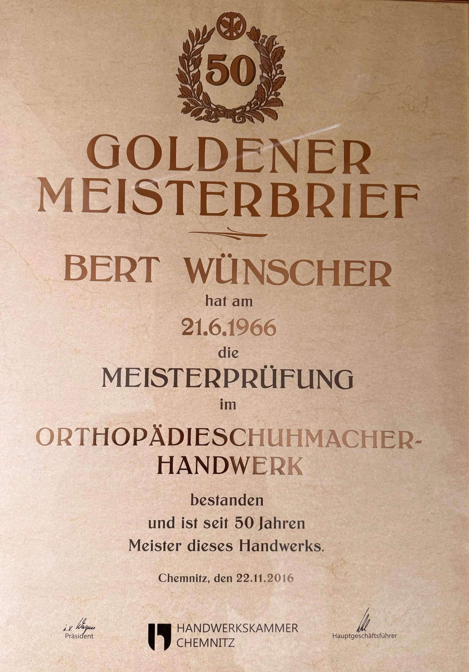 Goldener Meisterbrief, Bert Wünscher