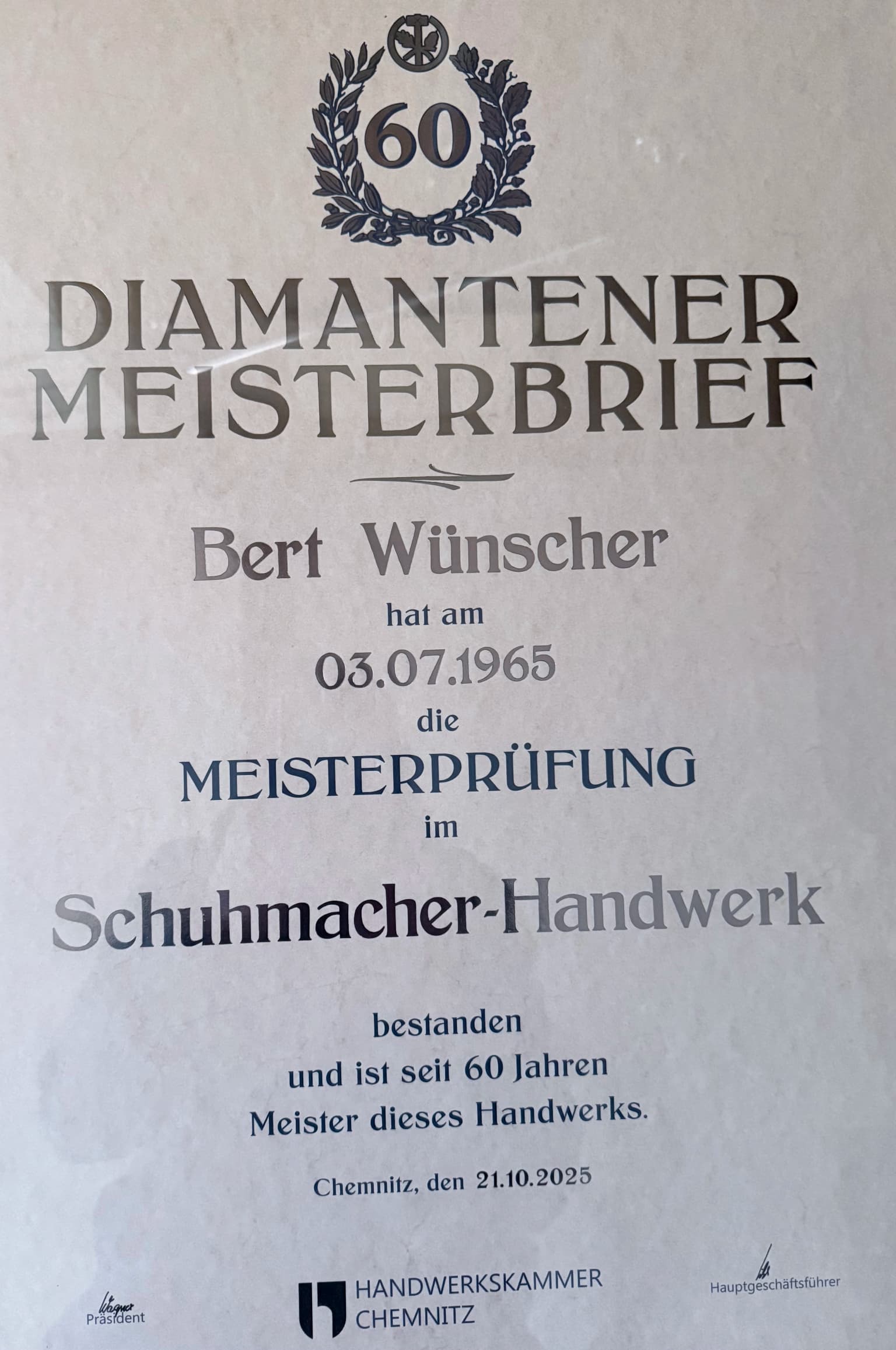 Platin Meisterbrief, Bert Wünscher